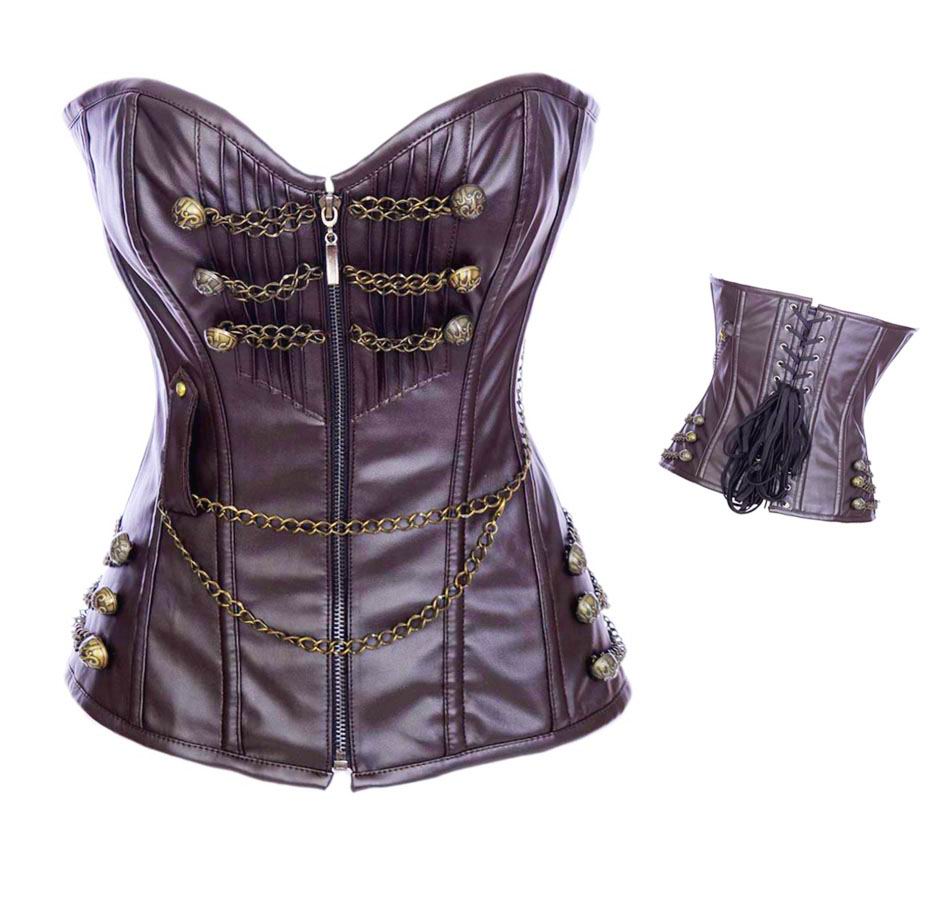 Maroon Chains Steampunk Corset